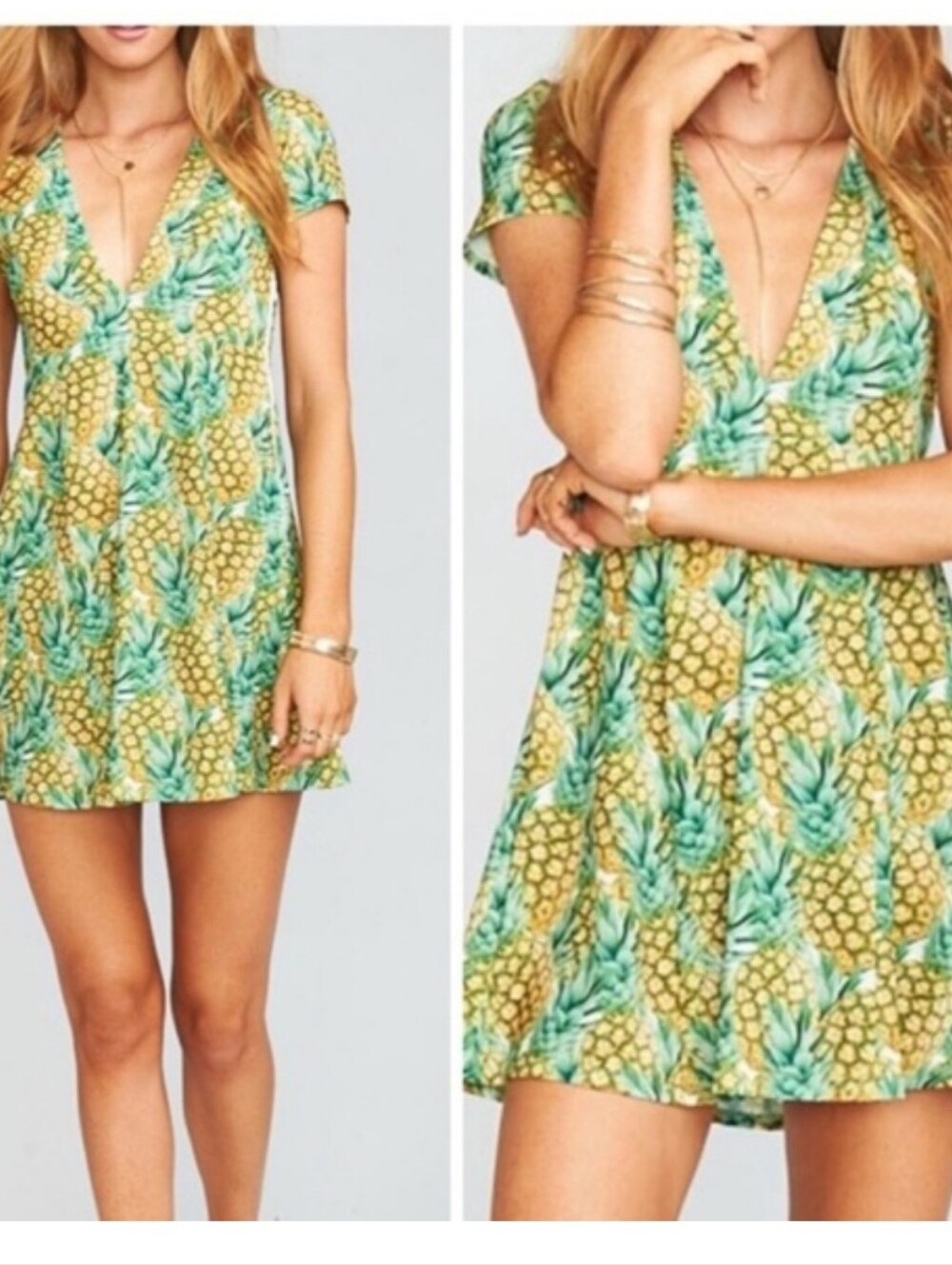 NWT Show Me Ypur Mumu Ibiza Green Pinapple Print Dress